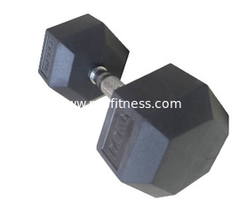 China 2.5kg - 50kgs Gym Workout Dumbbells , Black Color Rubber Hexagon Dumbbells supplier