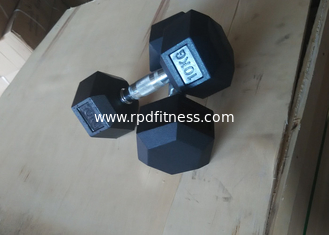 China 10LBS Rubber Hexagon Dumbbells Rubber And Stainless Handles supplier